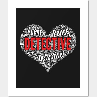 Detective Heart Shape Word Cloud Design design Posters and Art